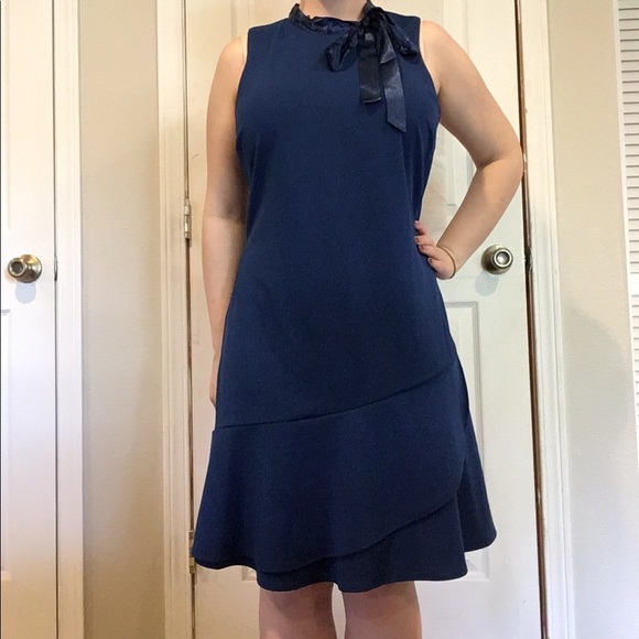 NWOT Scuba Bow Neck Ruffle Mini Dress - Picture 4 of 12